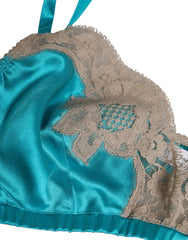 Dolce & Gabbana Green Floral Lace Silk Non Wire Bra Underwear - IT2 | S