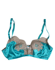 Dolce & Gabbana Green Floral Lace Silk Non Wire Bra Underwear - IT2 | S