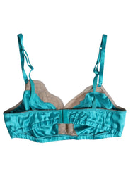 Dolce & Gabbana Green Floral Lace Silk Non Wire Bra Underwear - IT2 | S