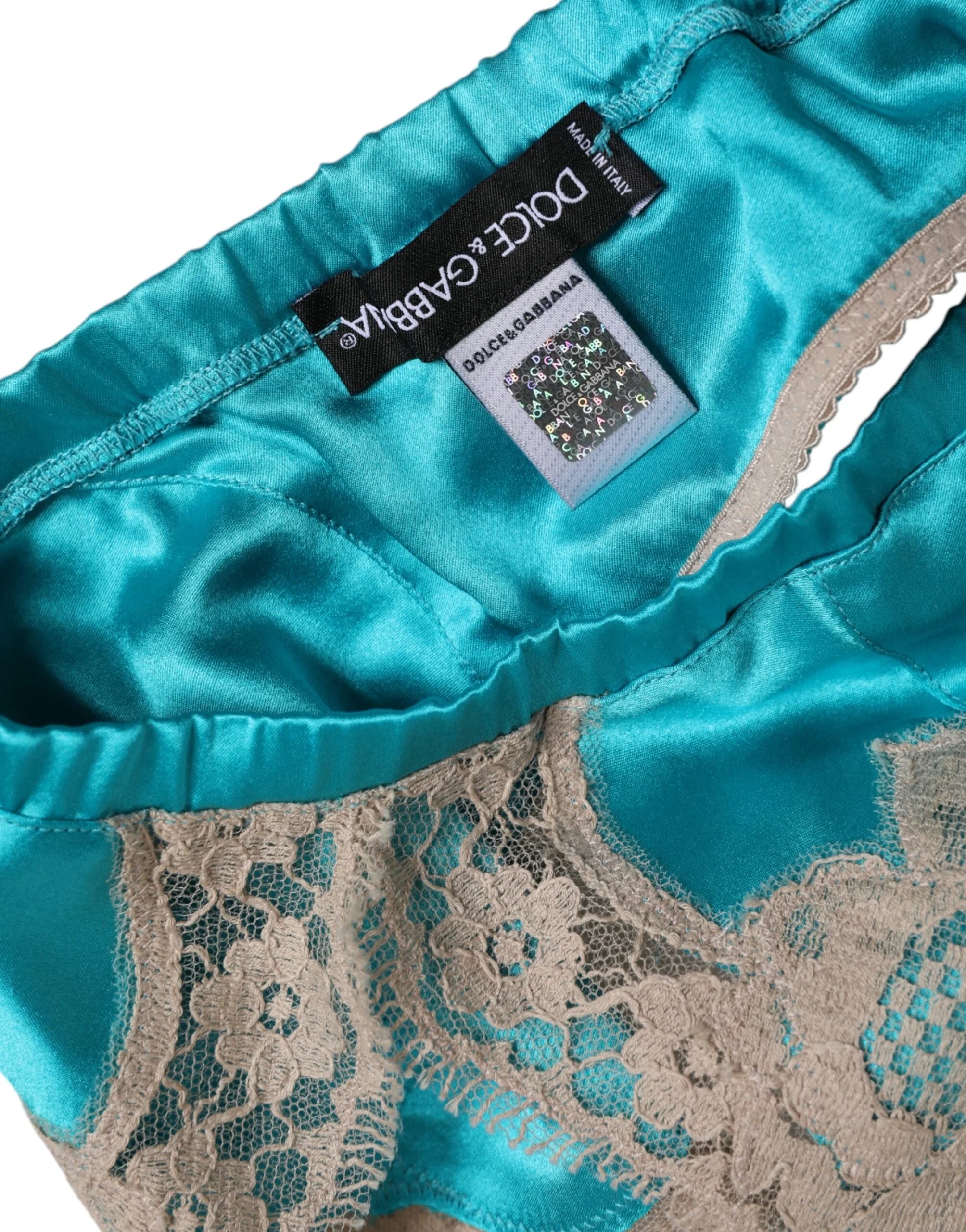 Dolce & Gabbana Green Floral Lace Silk Non Wire Bra Underwear - IT2 | S