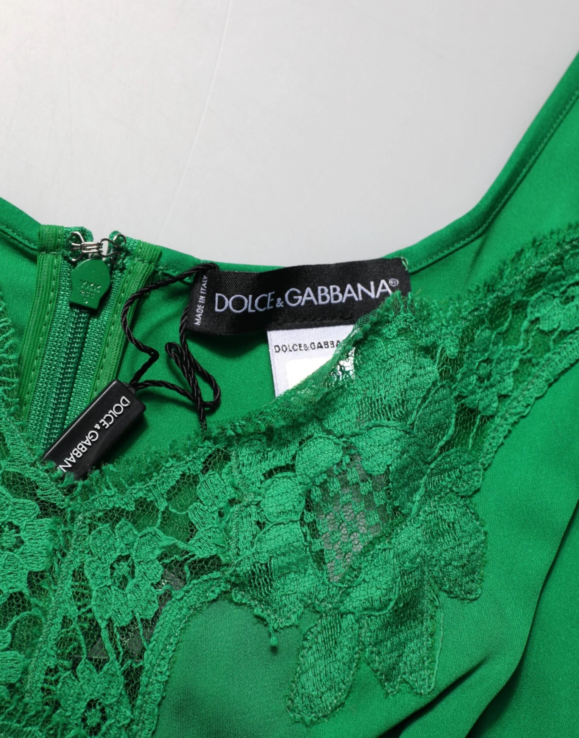 Dolce & Gabbana Green Floral Lace Tank Lingerie Top Underwear - Camisoles