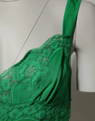 Dolce & Gabbana Green Floral Lace Tank Lingerie Top Underwear - Camisoles