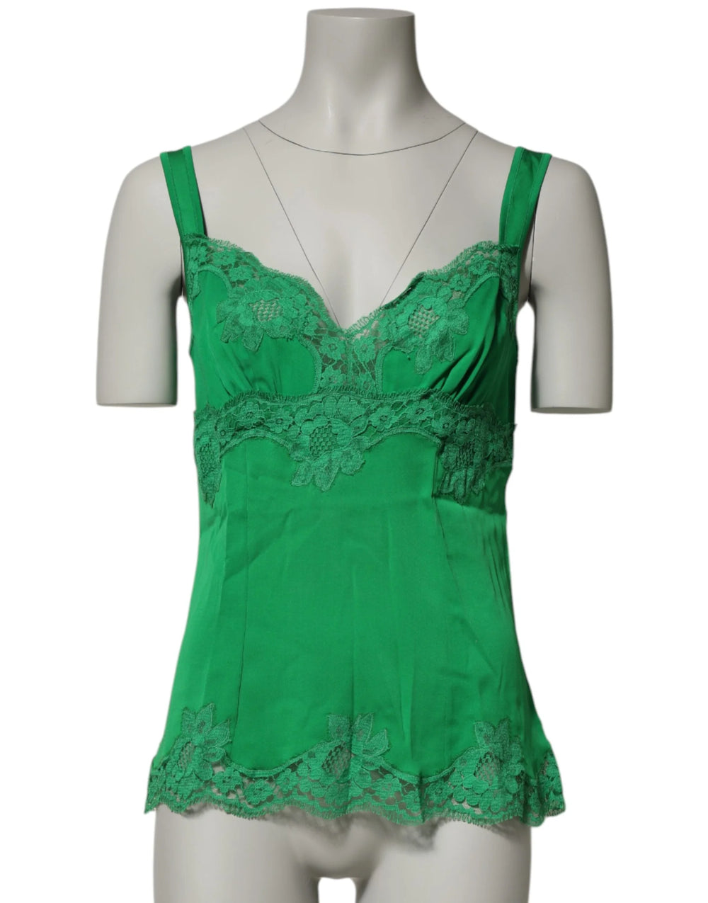 Dolce & Gabbana Green Floral Lace Tank Lingerie Top Underwear - Camisoles