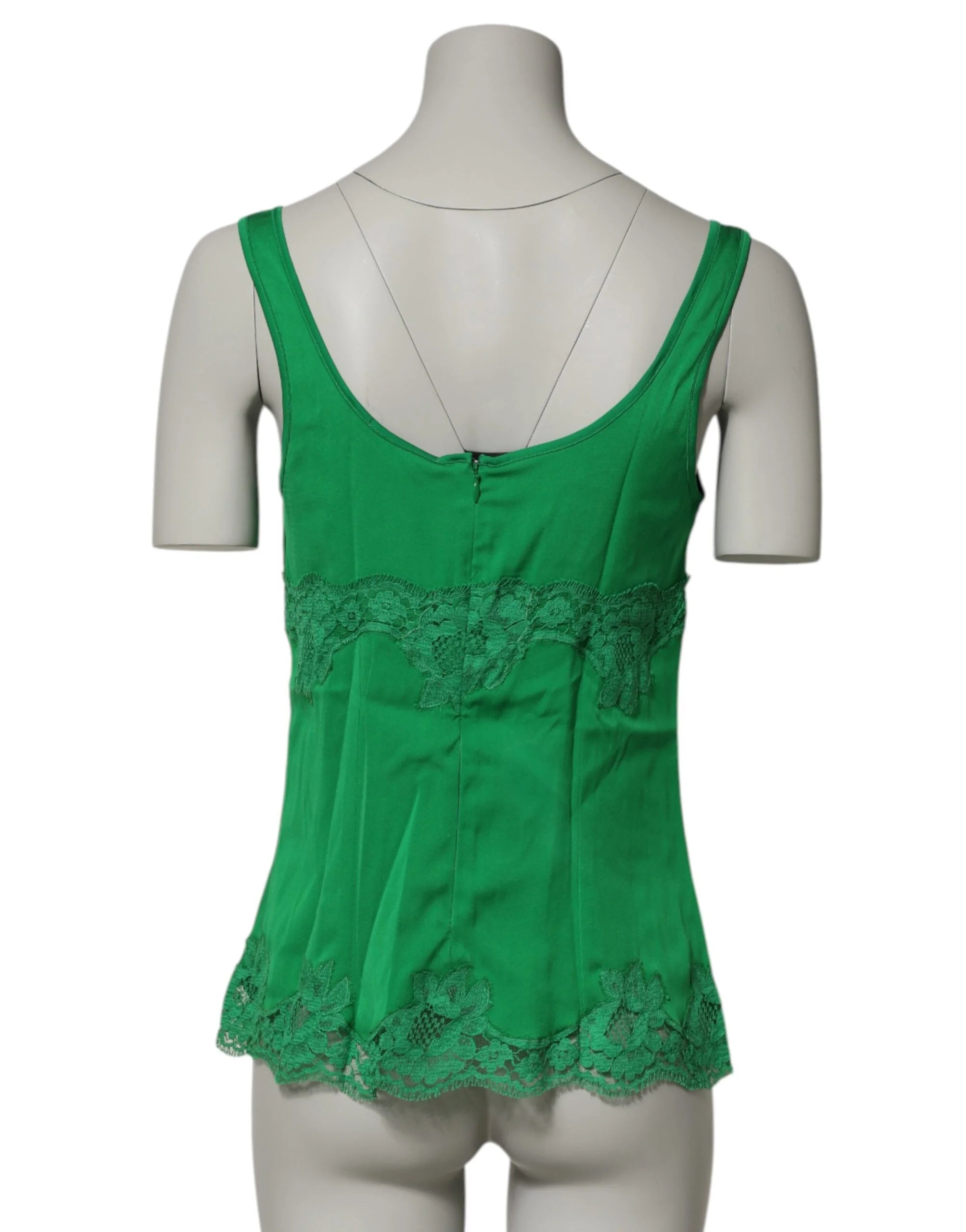 Dolce & Gabbana Green Floral Lace Tank Lingerie Top Underwear - Camisoles
