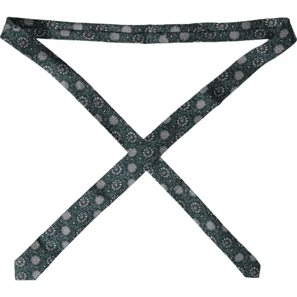 Dolce & Gabbana Green Floral Print Silk Adjustable Men Tie - Neckties