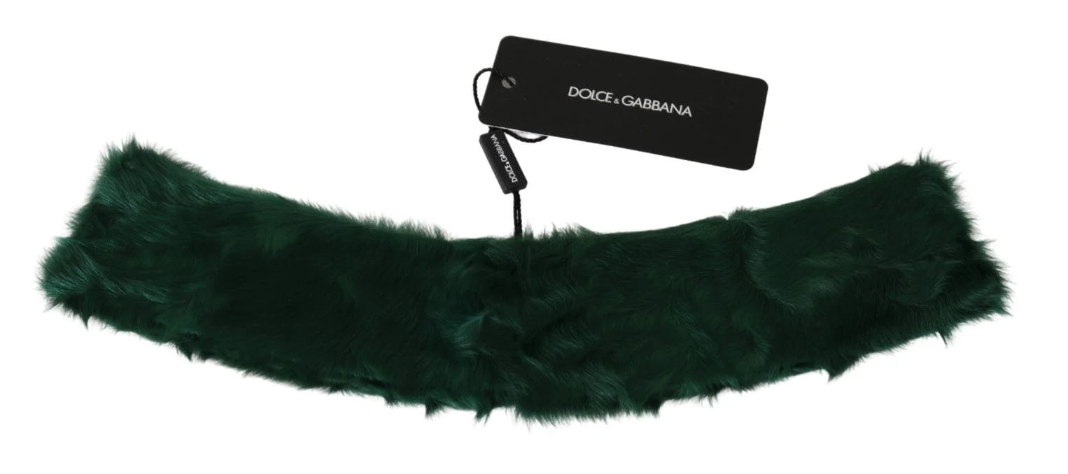 Dolce & Gabbana Green Fur Neck Collar Wrap Lambskin Scarf - Scarves & Shawls