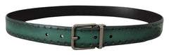 Dolce & Gabbana Green Giotto Leather Silver Metal Buckle Belt - 90 cm / 36 Inches - Belts
