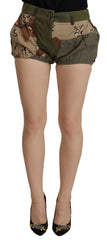Dolce & Gabbana Green High Waist Hot Pants Cotton Army Shorts - IT40|S