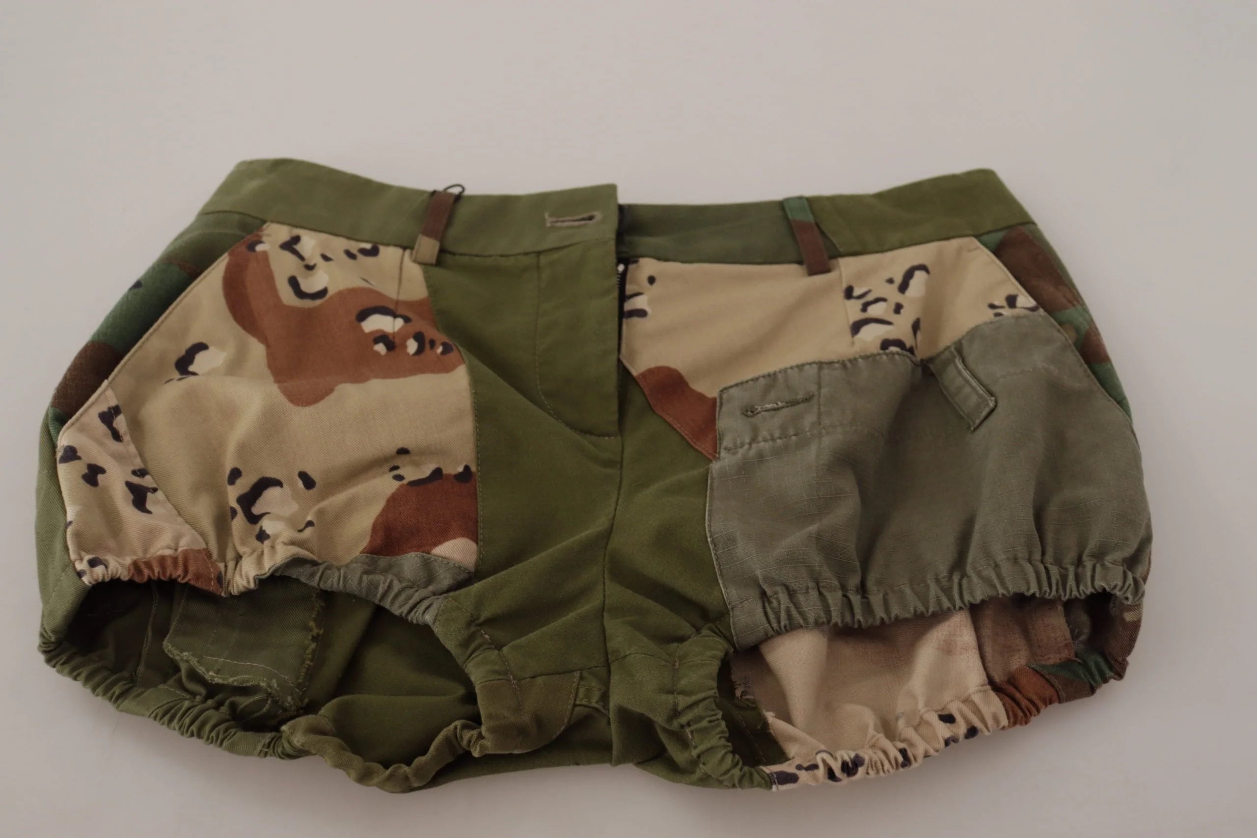 Dolce & Gabbana Green High Waist Hot Pants Cotton Army Shorts - IT40|S