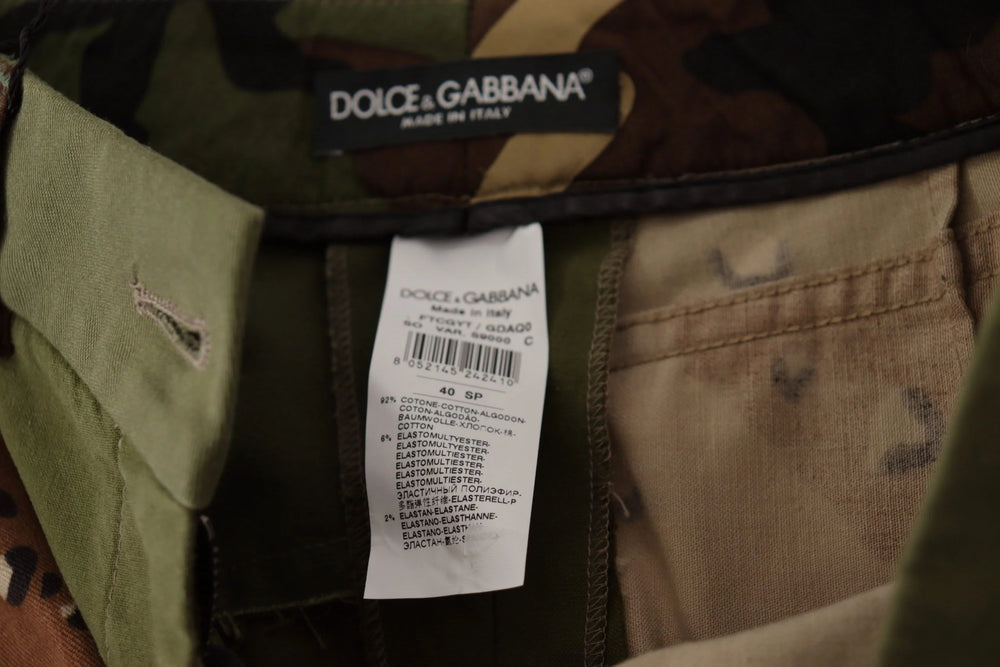 Dolce & Gabbana Green High Waist Hot Pants Cotton Army Shorts - IT40|S - Short Trousers