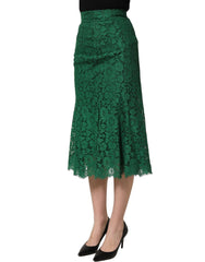Dolce & Gabbana Green Lace High Waist Mermaid Midi Skirt - IT36|XXS