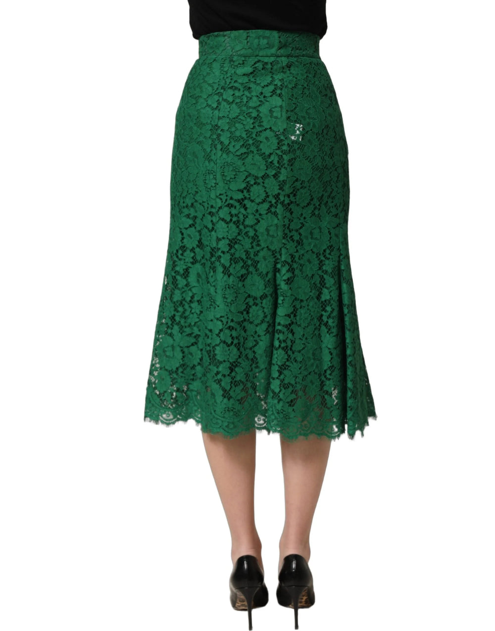 Dolce & Gabbana Green Lace High Waist Mermaid Midi Skirt - IT36|XXS