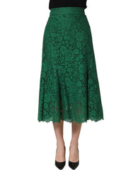 Dolce & Gabbana Green Lace High Waist Mermaid Midi Skirt - IT46|XL