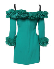 Dolce & Gabbana Green Lace Off Shoulder Sheath Mini Dress - IT40|S