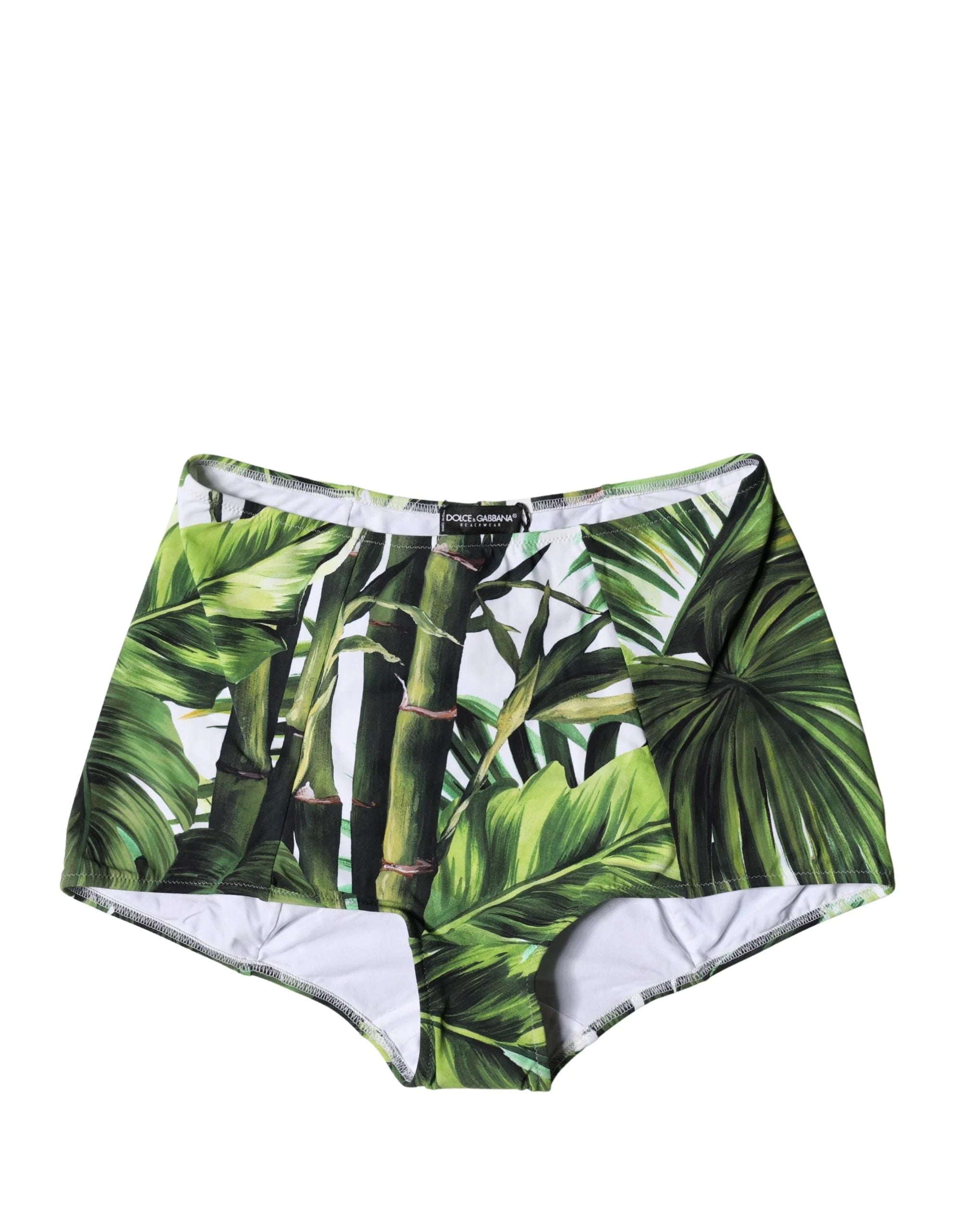 Dolce & Gabbana Green Leaf Print High-Waisted Girdle Underwear - IT2 | S