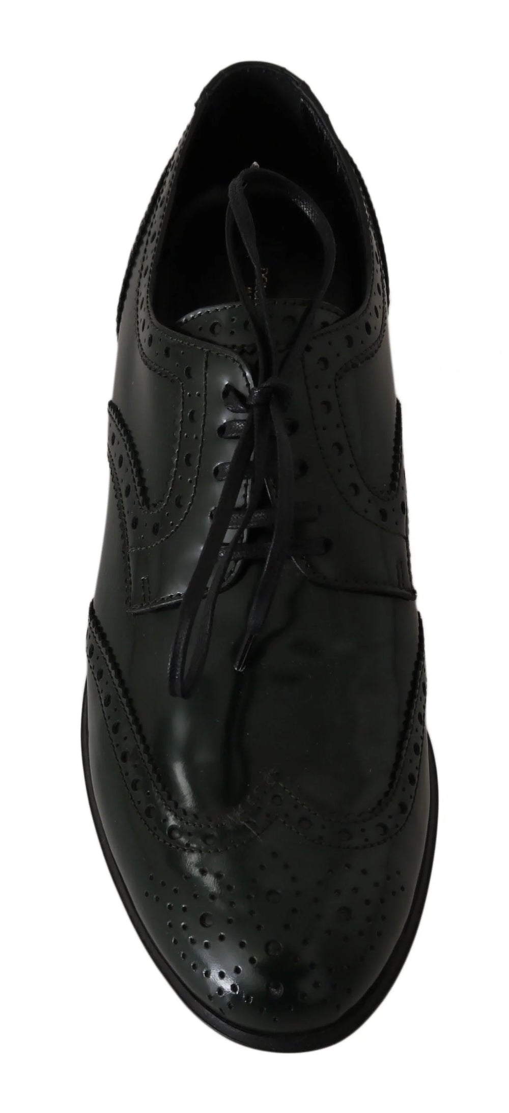 Dolce & Gabbana Green Leather Broque Oxford Wingtip Shoes - EU35/US4.5 - Flats