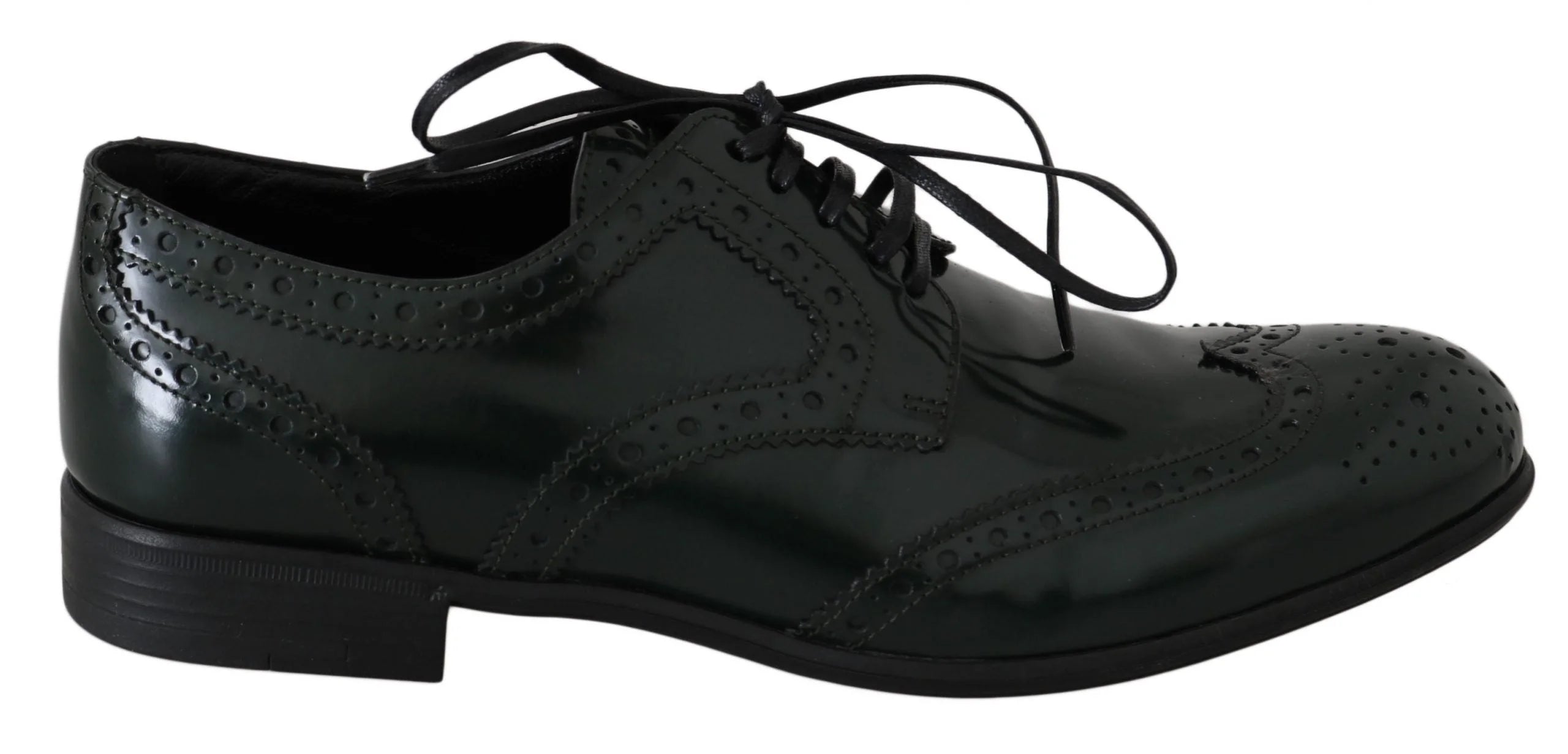 Dolce & Gabbana Green Leather Broque Oxford Wingtip Shoes - EU35/US4.5 - Flats