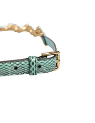 Dolce & Gabbna Groen Leer Daisy Kristal Versierde Taille Riem - Riemen