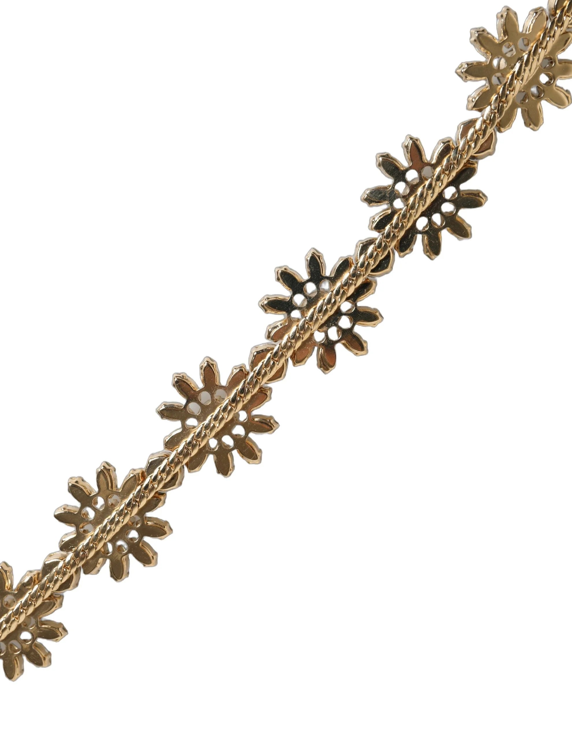 Dolce & Gabbna Groen Leer Daisy Kristal Versierde Taille Riem - Riemen