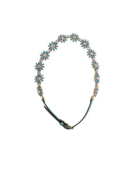 Dolce & Gabbna Groen Leer Daisy Kristal Versierde Taille Riem - Riemen
