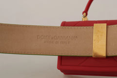 Dolce & Gabbana Green Leather Devotion Heart Micro Bag Headphones Belt - 70 cm / 28 Inches - Belts