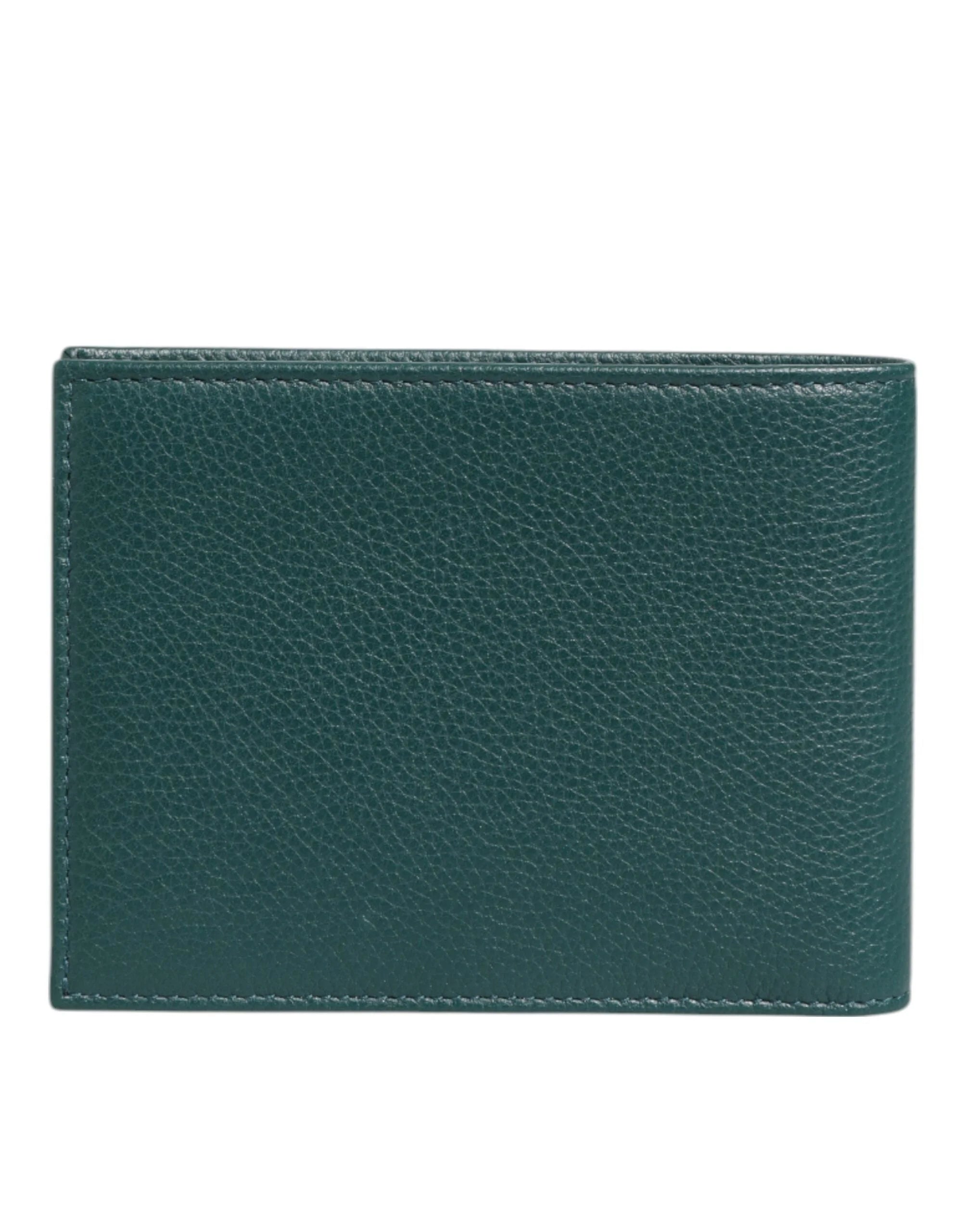 Dolce & Gabbana Green Leather DG Logo Plaque Bifold Card Holder Wallet - Wallets