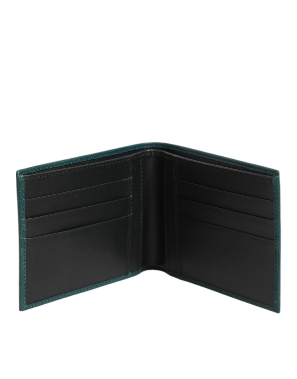 Dolce & Gabbana Green Leather DG Logo Plaque Bifold Card Holder Wallet - Wallets
