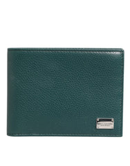 Dolce & Gabbana Green Leather DG Logo Plaque Bifold Men Card Holder Wallet - Wallets