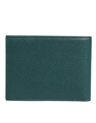 Dolce & Gabbana Green Leather DG Logo Plaque Bifold Men Card Holder Wallet - Wallets