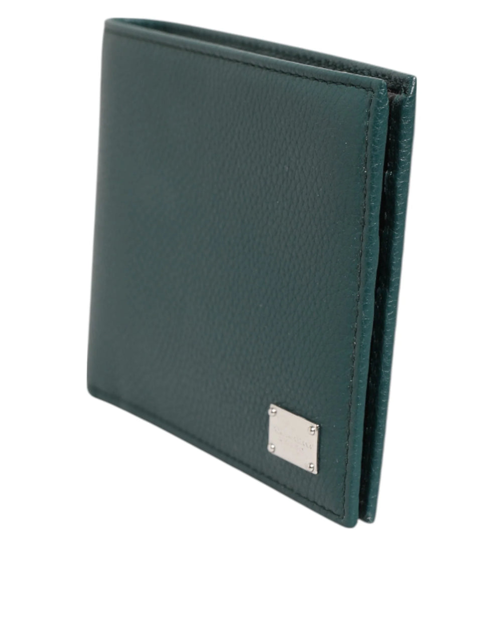 Dolce & Gabbana Green Leather DG Logo Plaque Bifold Men Card Holder Wallet - Wallets