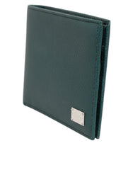 Dolce & Gabbana Green Leather DG Logo Plaque Bifold Men Card Holder Wallet - Wallets