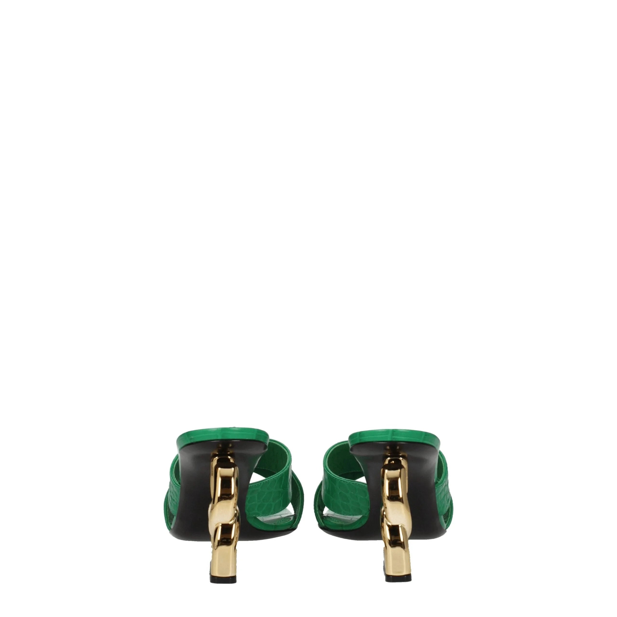 Dolce & Gabbana Green Leather Flat Sandals - EU36/US6