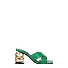 Dolce & Gabbana Green Leather Flat Sandals - EU36/US6