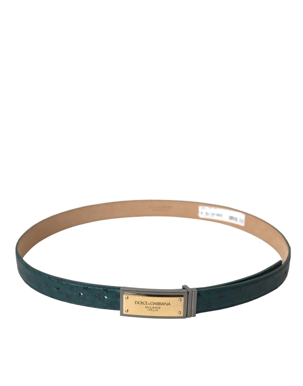 Dolce & Gabbana Green Leather Gold Logo Engraved Buckle Belt - 90 cm / 36 Inches - Belts