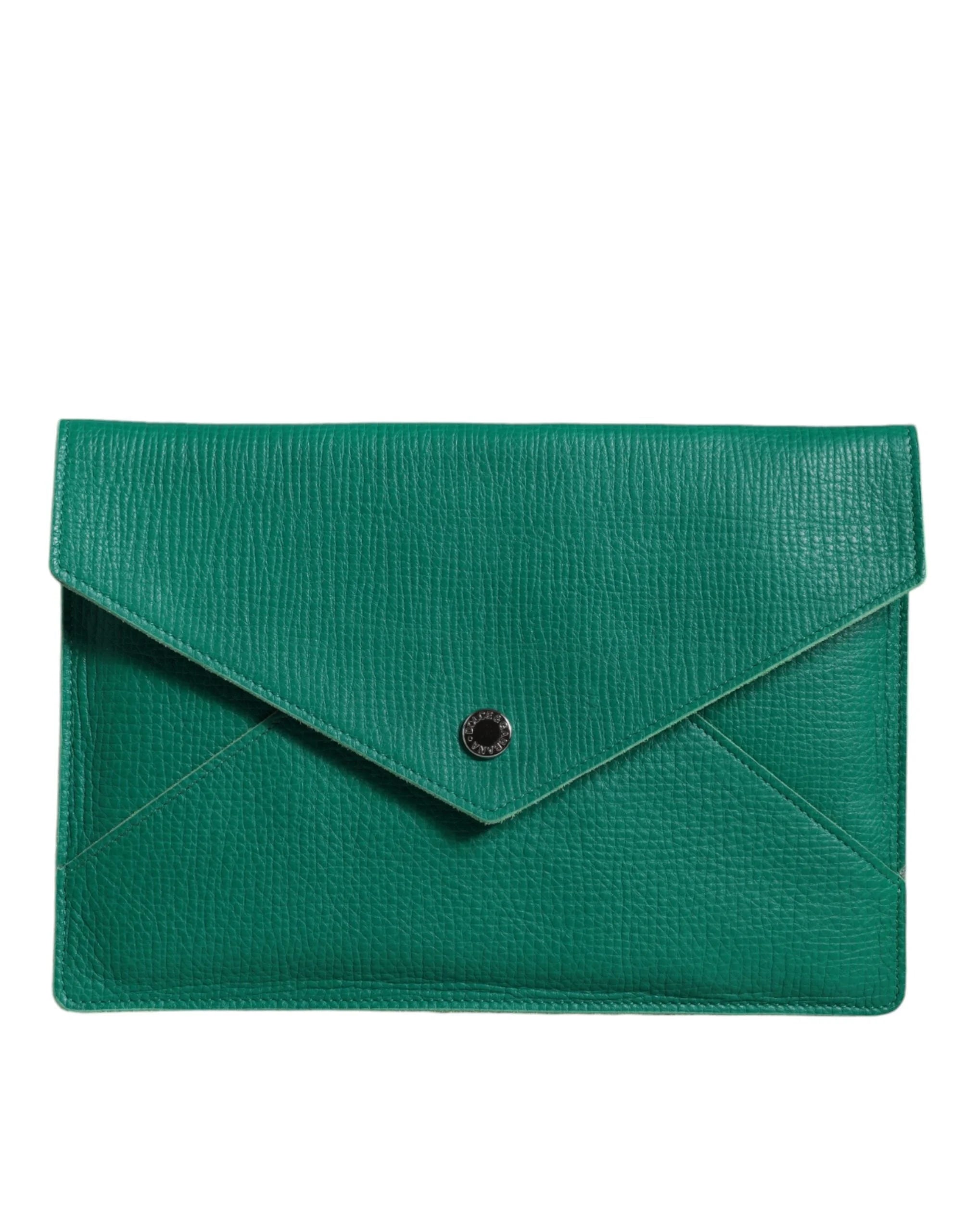 Dolce & Gabbana Green Leather Handbag Clutch Mini Purse Pouch Tablet Case - Envelope Clutches