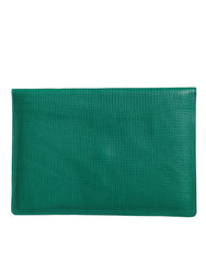 Dolce & Gabbana Green Leather Handbag Clutch Mini Purse Pouch Tablet Case - Envelope Clutches