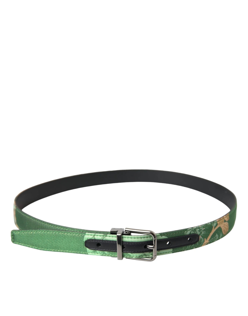 Dolce & Gabbana Green Leather Jacquard Silver Metal Buckle Belt - 90 cm / 36 Inches - Belts