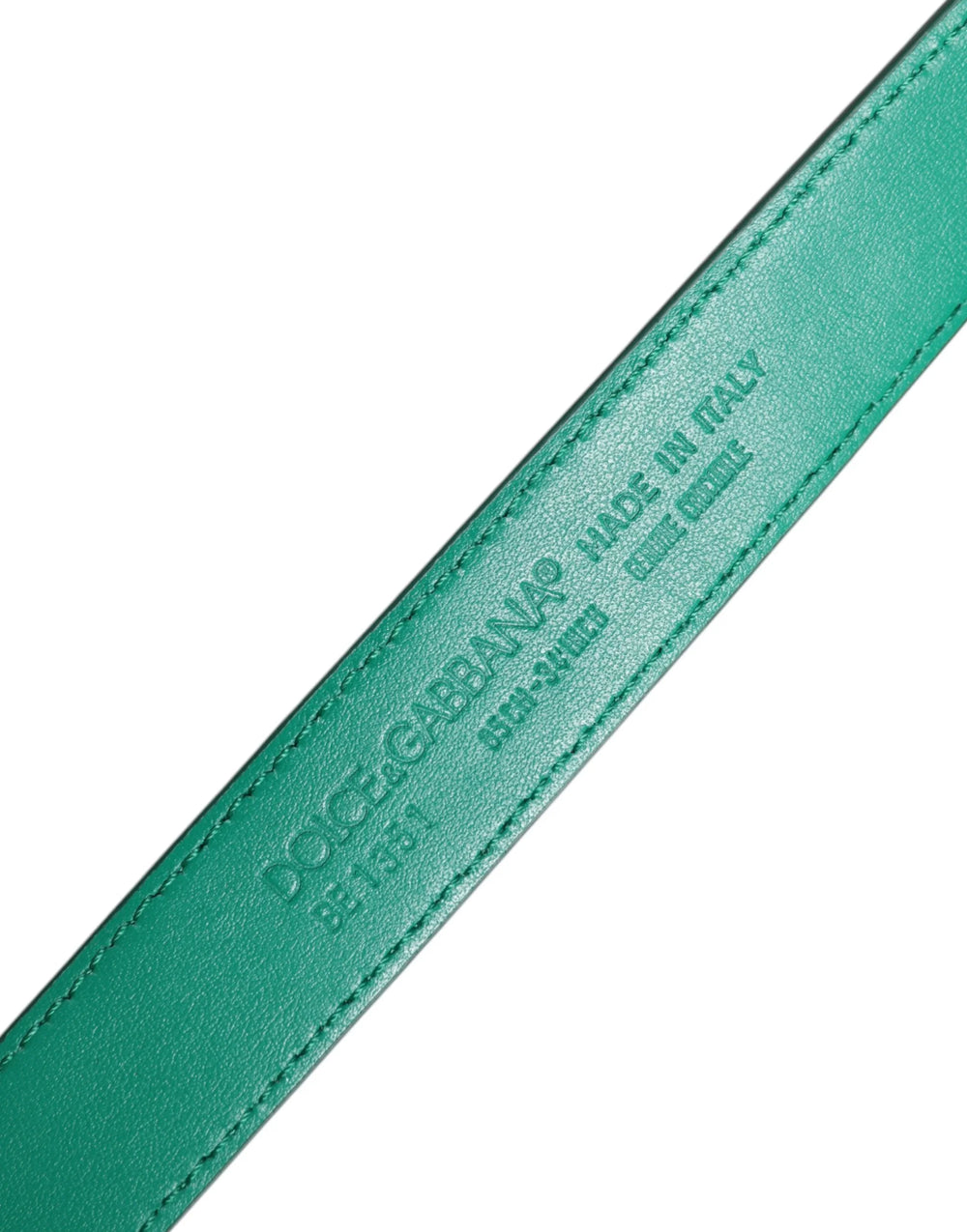 Dolce & Gabbana Green Leather Logo Metal Waist Buckle Belt - 85 cm / 34 Inches - Belts