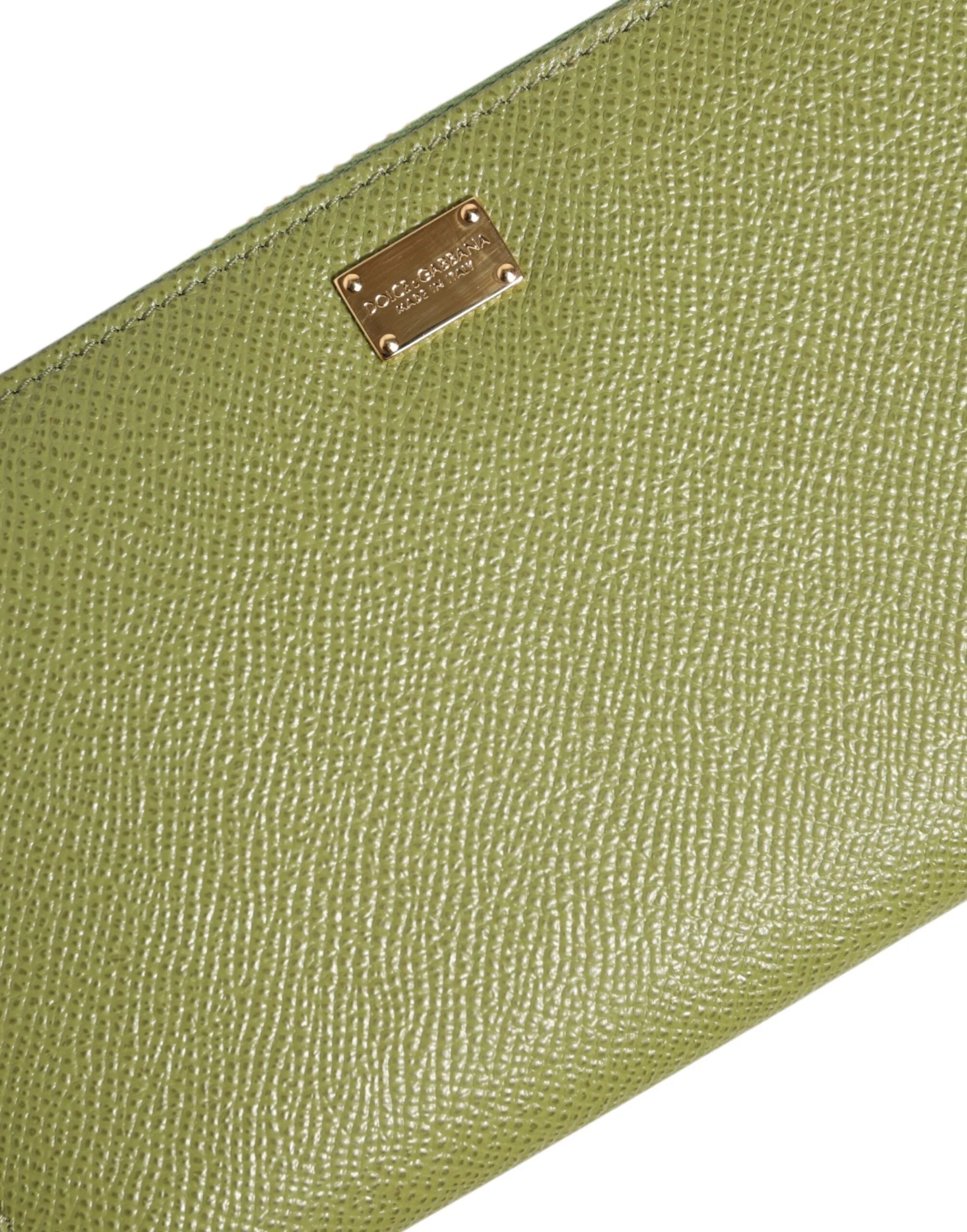 Dolce & Gabbana Green Leather Logo Plaque Zip Around Continenta Wallet - Wallets