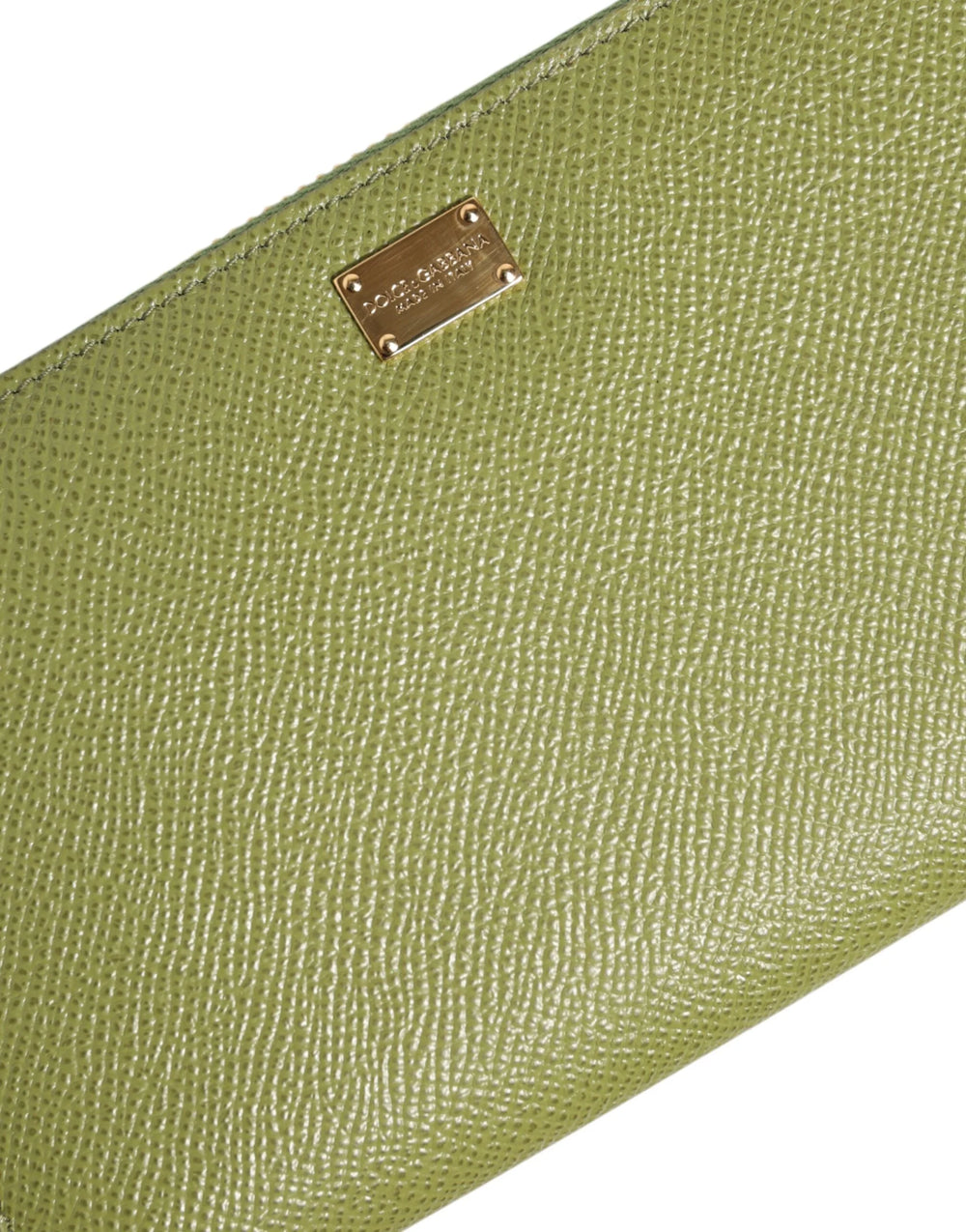 Dolce & Gabbana Green Leather Logo Plaque Zip Around Continenta Wallet - Wallets