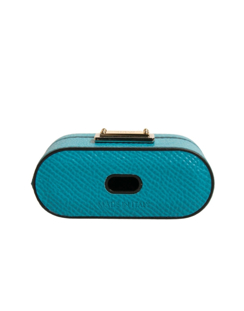 Dolce & Gabbana Green Leather Metal Logo Plaque Holder Airpods Case - Headphone Carrying Cases