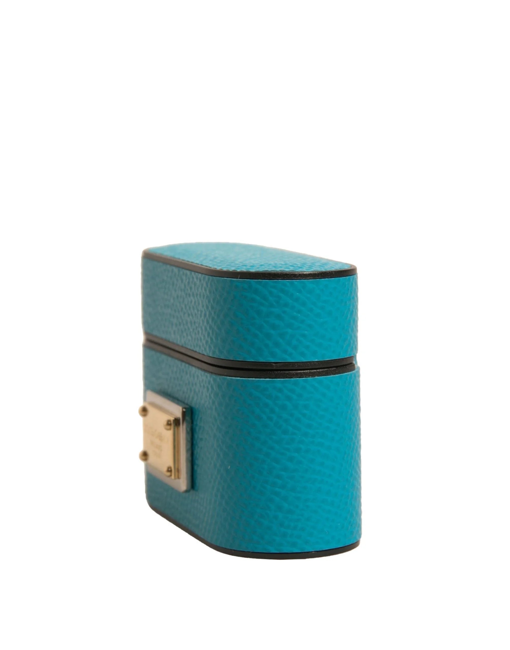 Dolce & Gabbana Green Leather Metal Logo Plaque Holder Airpods Case - Headphone Carrying Cases