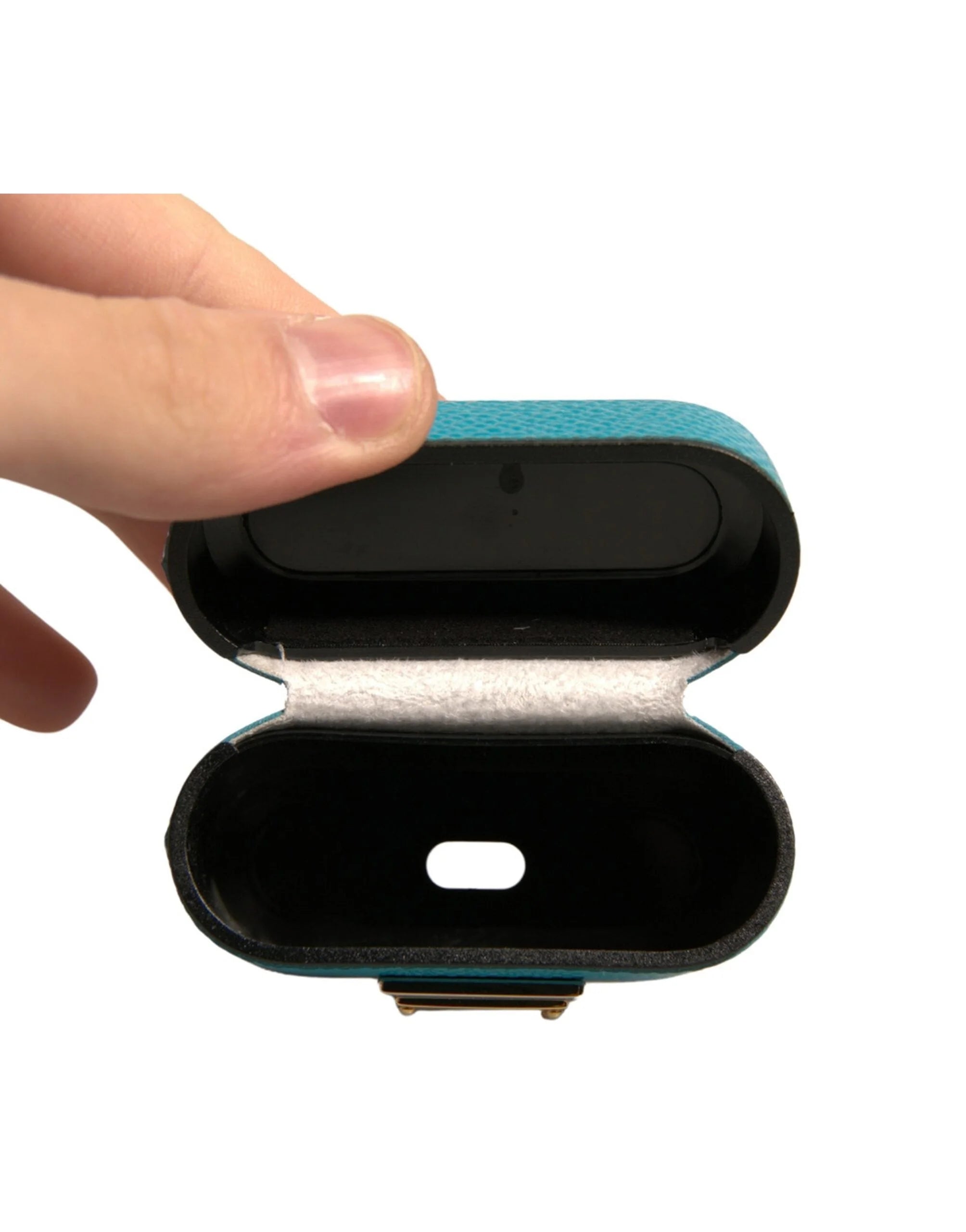 Dolce & Gabbana Green Leather Metal Logo Plaque Holder Airpods Case - Headphone Carrying Cases