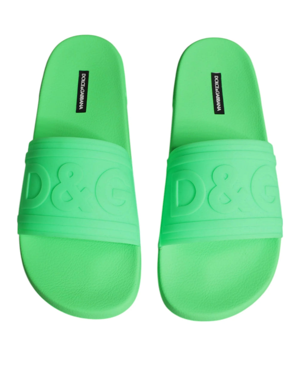 Dolce & Gabbana Green Leather Slides Sandals Beachwear Shoes - EU44/US11 - Sandals
