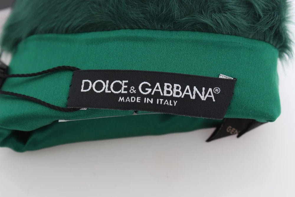 Dolce & Gabbana Green Leather Xiangao Fur Elbow Gloves - 8|M