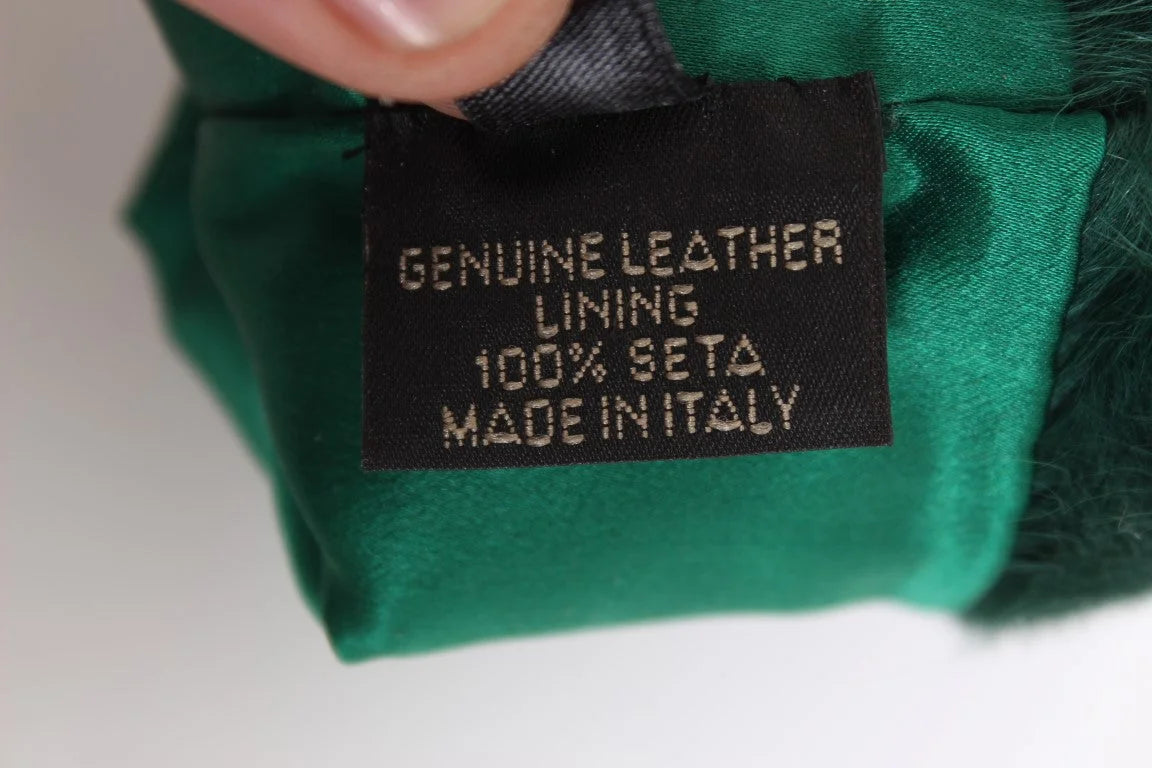 Dolce & Gabbana Green Leather Xiangao Fur Elbow Gloves - 8|M - Gloves & Mittens