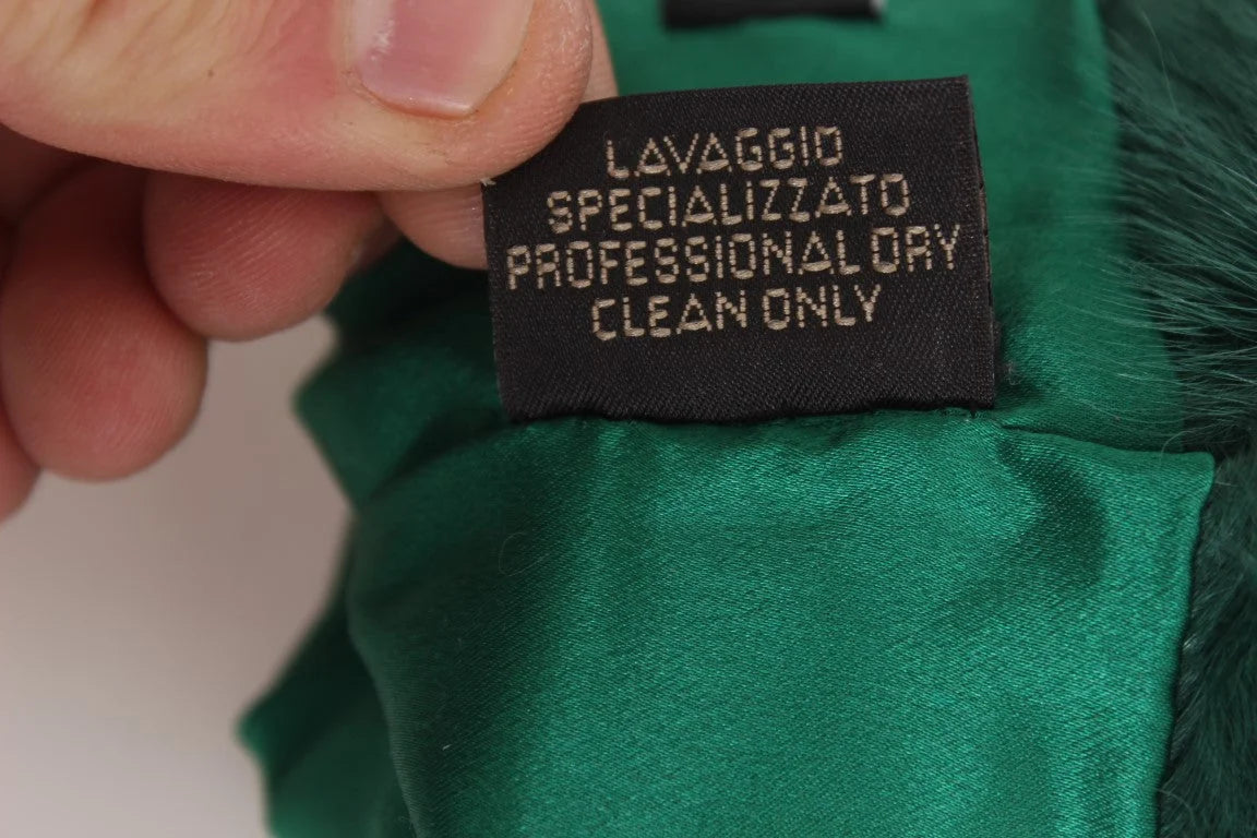 Dolce & Gabbana Green Leather Xiangao Fur Elbow Gloves - 8|M - Gloves & Mittens