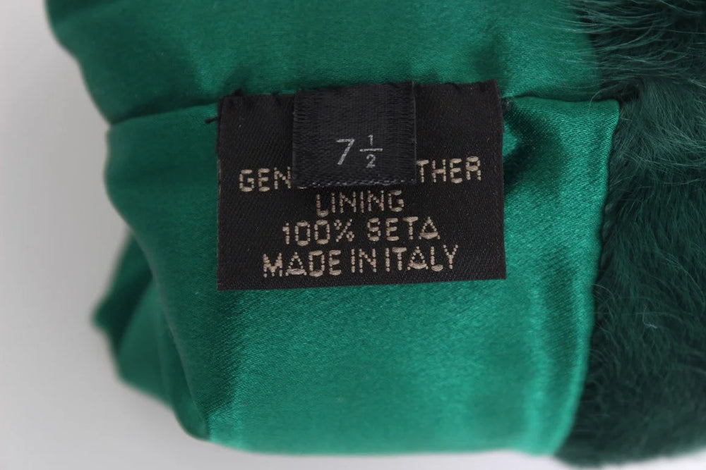 Dolce & Gabbana Green Leather Xiangao Fur Elbow Gloves - 8|M - Gloves & Mittens