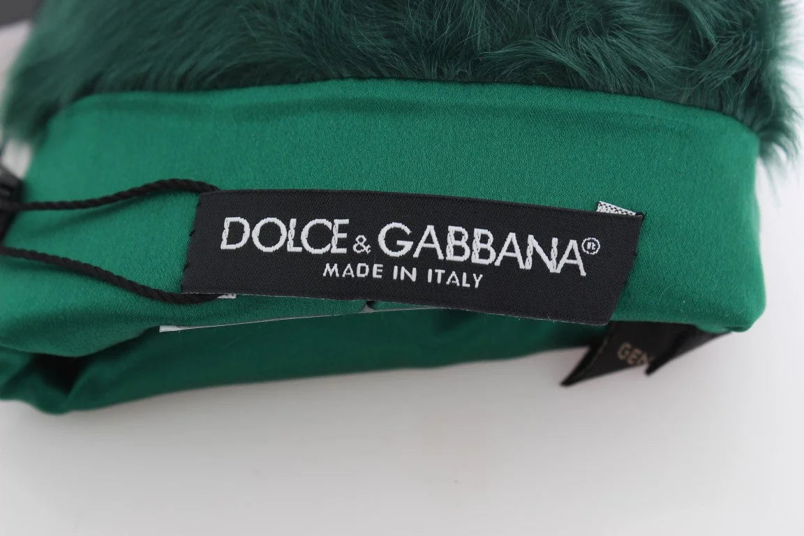 Dolce & Gabbana Green Leather Xiangao Fur Elbow Gloves - 8|M - Gloves & Mittens