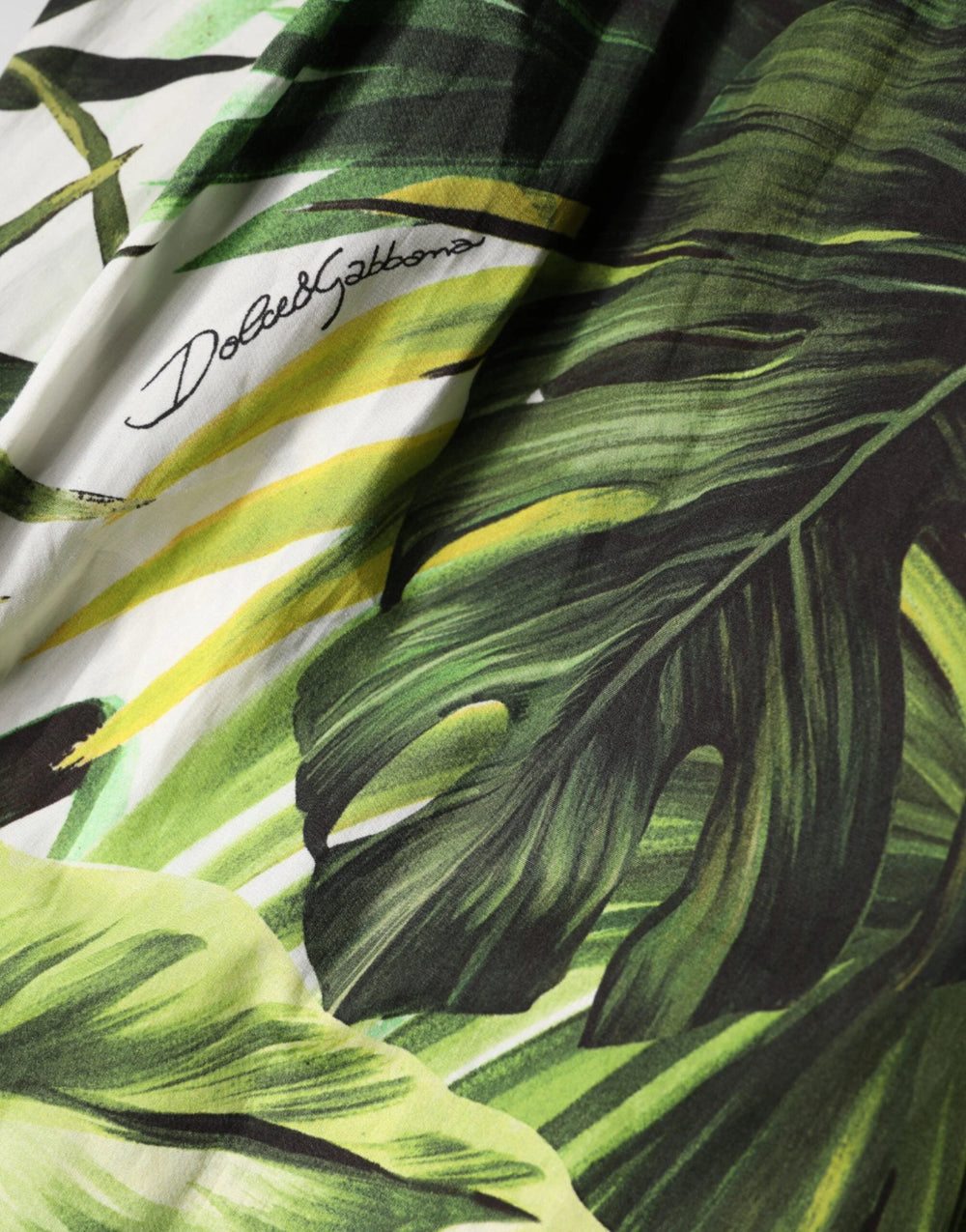 Dolce & Gabbana Green Leaves Print Cotton Halter Midi Dress - IT38 | XS